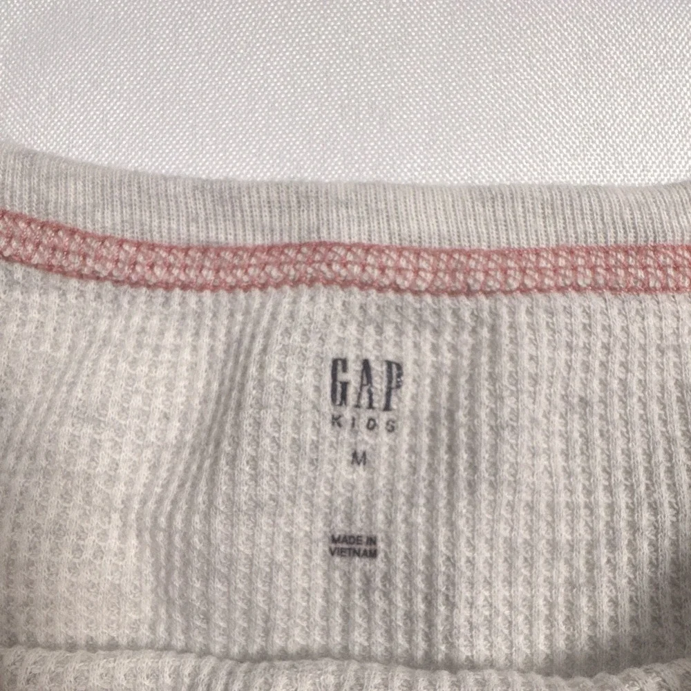 GAP Kids Girls Gray Thermal Waffle Knit Long Sleeve Henley Shirt M (8-9)